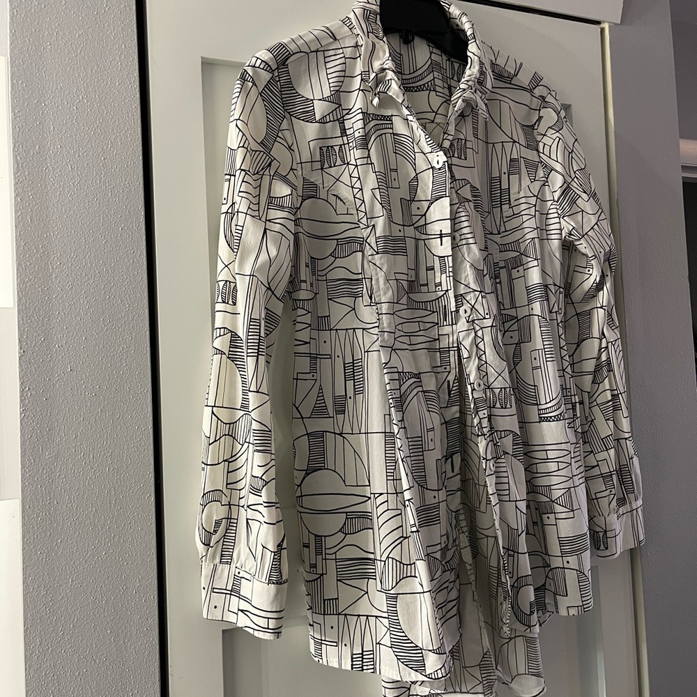 Geometric Patterned Button-Up Shirt
